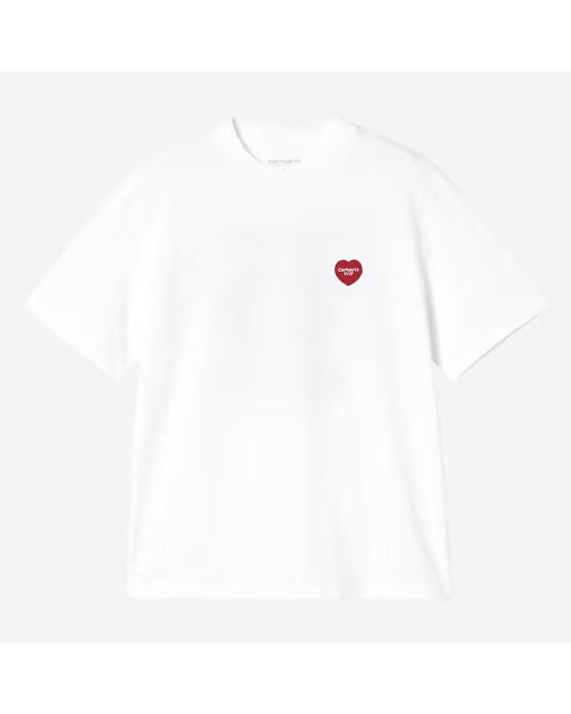 CAMISETA CARHARTT WIP W S-S HEART PATCH BLANCA CON CORAZÓN ROJO NAN
