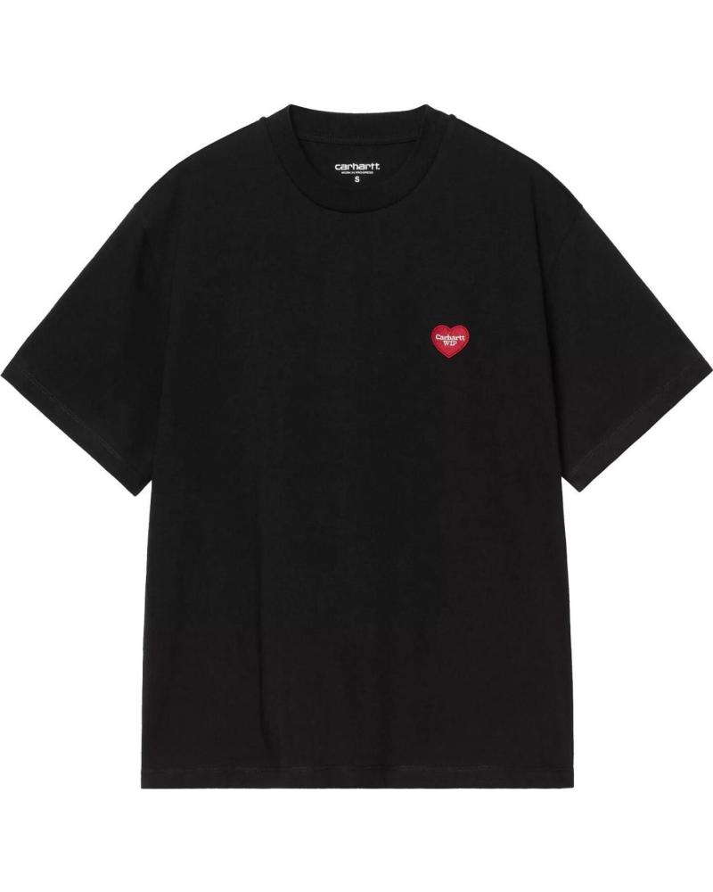 CAMISETA CARHARTT WIP W S-S HEART PATCH NEGRA CON CORAZÓN ROJO NAN