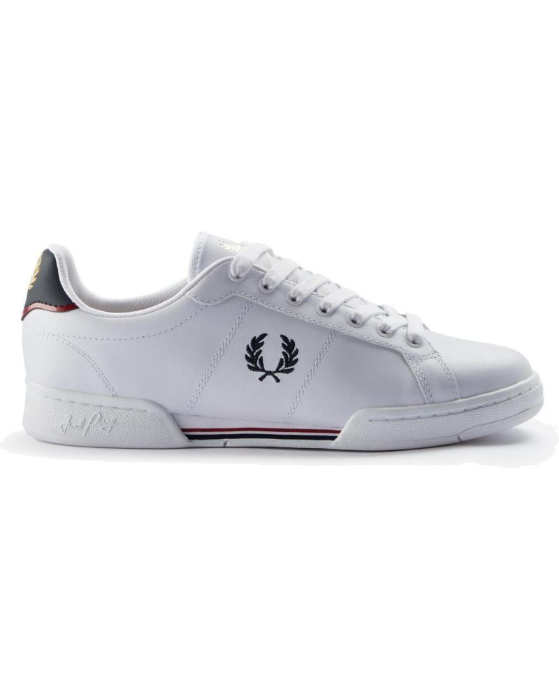 ZAPATILLAS FRED PERRY B722 LEATHER B6311 BLANCAS CON DETALLES NAVY WHITE