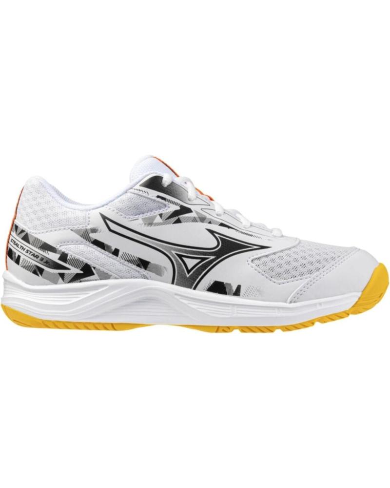 MIZUNO STEALTH STAR 3 JR - ZAPATILLAS BALONMANO/VÓLEY BLANCAS NEGRAS AMARILLAS BLANCO