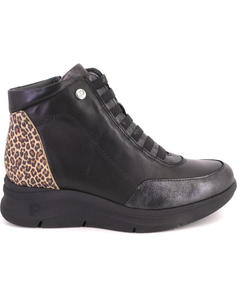 PITILLOS 10754 - BOTINES DE PIEL NEGROS CON DETALLE ANIMAL PRINT NEGRO