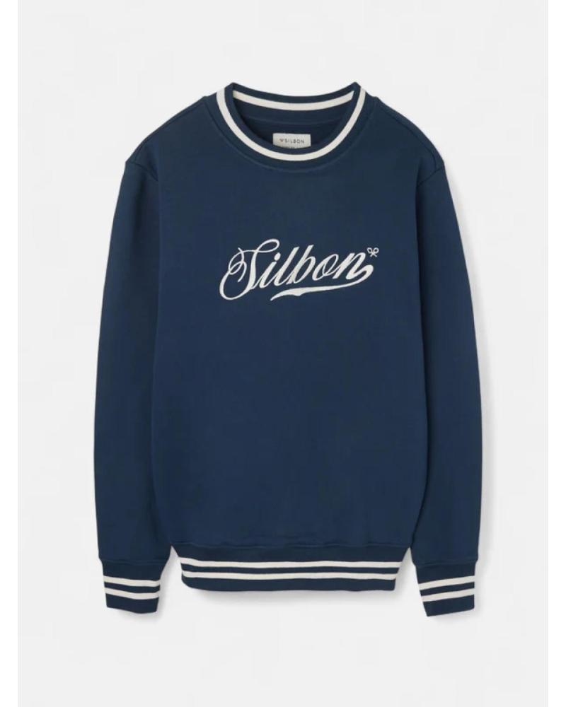 SUDADERA SILBON 133892 MARINO CON LOGO BORDADO AZUL