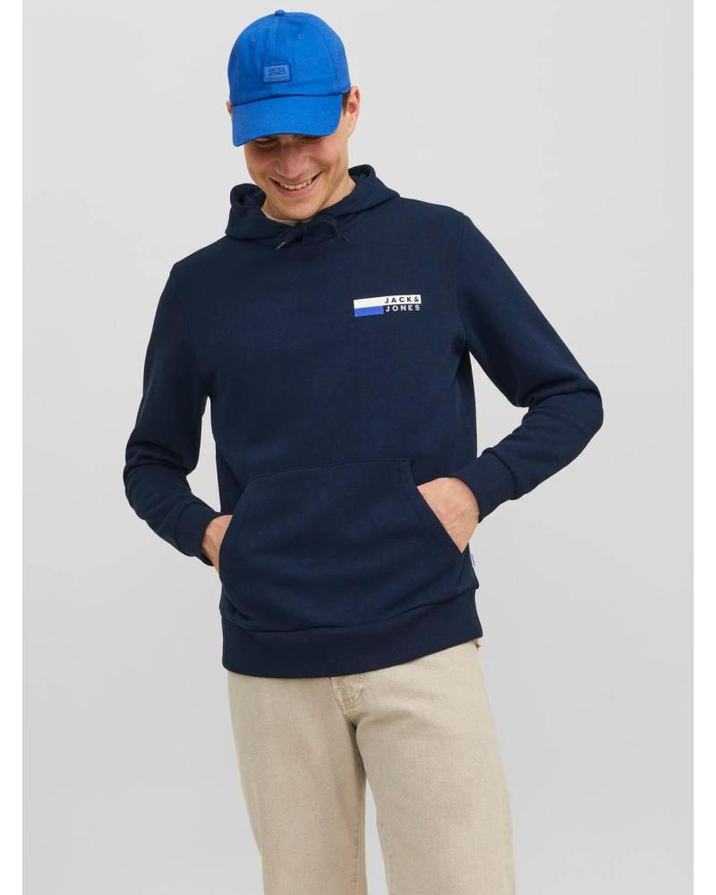 SUDADERA CON CAPUCHA JACK & JONES JJECORP 12233599 AZUL MARINO VERDE