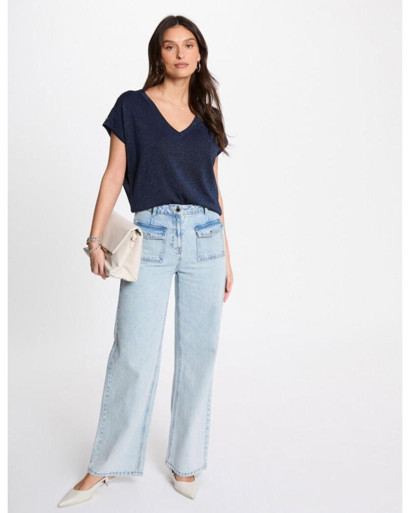 MORGAN 242-MRING ? CAMISETA DE JERSEY ESCOTE V AZUL NOCHE AZUL NOCHE