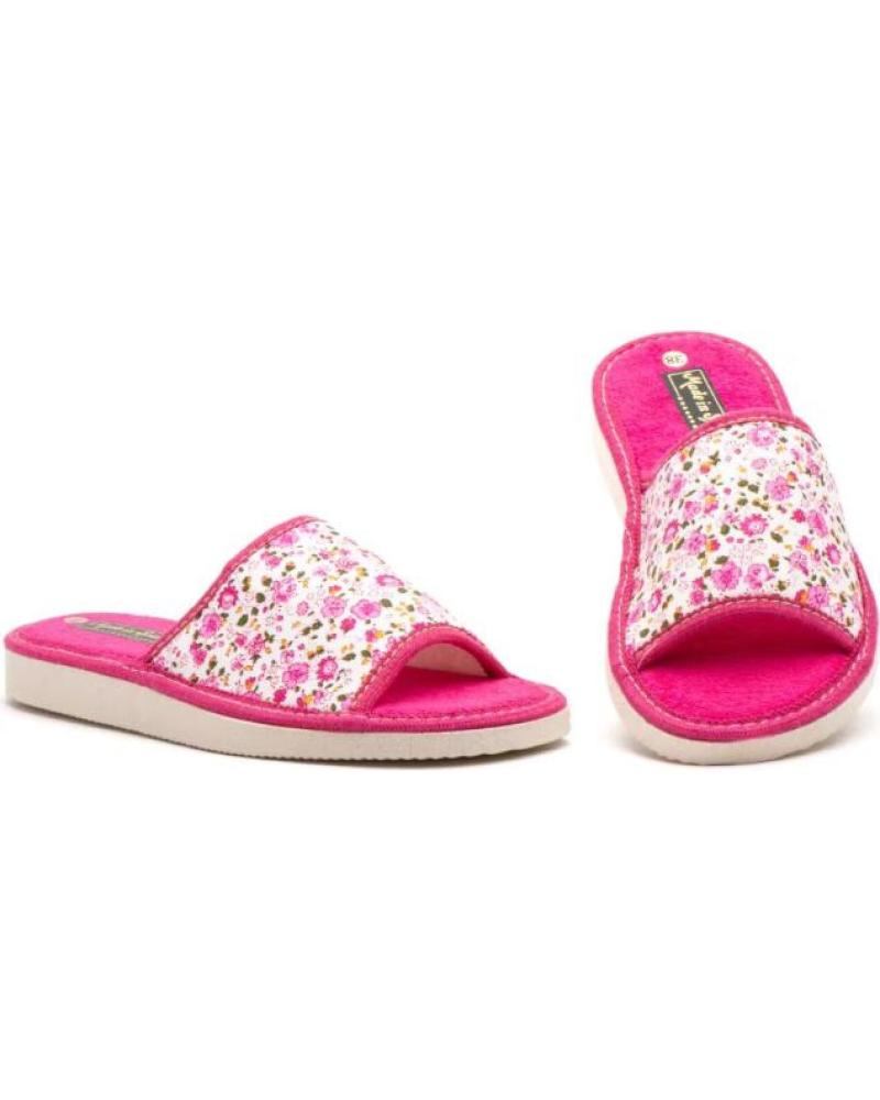 ZAPATILLAS DE CASA ABIERTAS JAM CON ESTAMPADO FLORAL ROSA FUCSIA MORADO