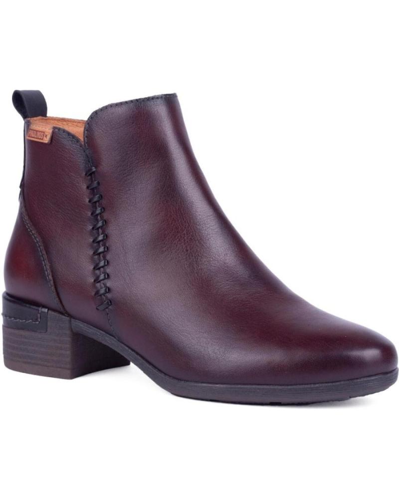 PIKOLINOS BOTÍN MÁLAGA W6W-8950 DE PIEL BURDEOS CON TACÓN BURDEOS