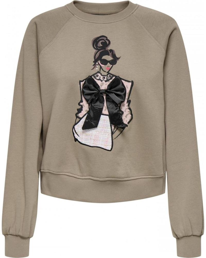 SUDADERA ONLY 15360576 MARRÓN CON ILUSTRACIÓN MARRóN