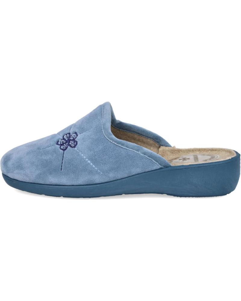 BUBBLE BOBBLE 12005 - ZAPATILLAS DE CASA AZULÓN CON BORDADO FLORAL AZULON