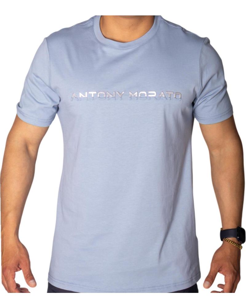 CAMISETA ANTONY MORATO ALGODÓN AZUL SKY ESTAMPADO LAMINADO PLATA