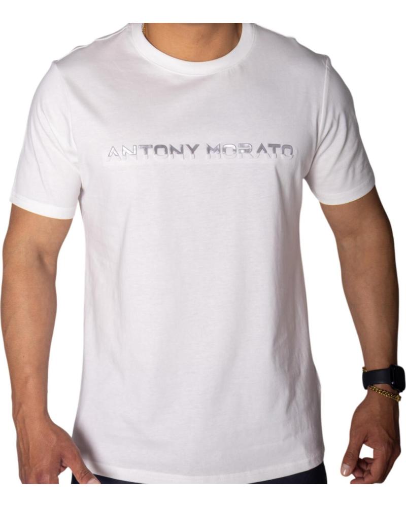CAMISETA ANTONY MORATO DE ALGODÓN BLANCA CON ESTAMPADO LAMINADO PLATA