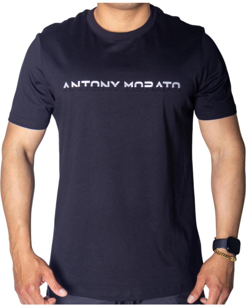 ANTONY MORATO CAMISETA DE ALGODÓN NEGRA CON ESTAMPADO LAMINADO PLATA