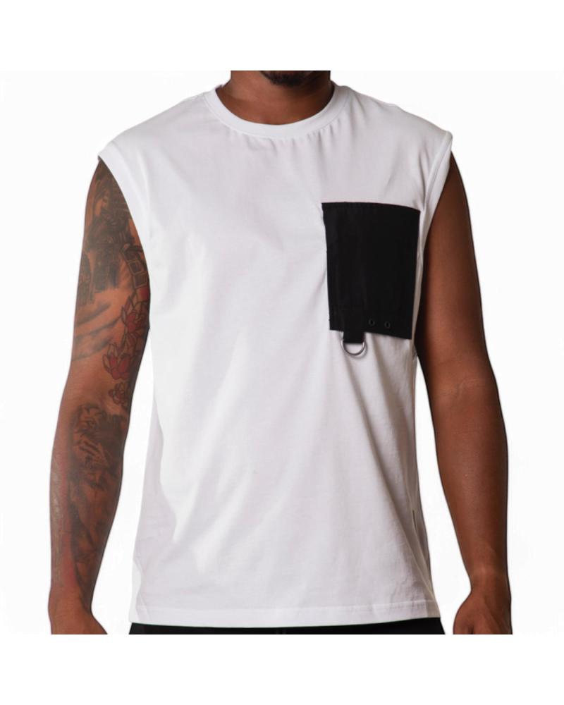 ANTONY MORATO CAMISETA SIN MANGAS BOLSILLO CONTRASTE BLANCA