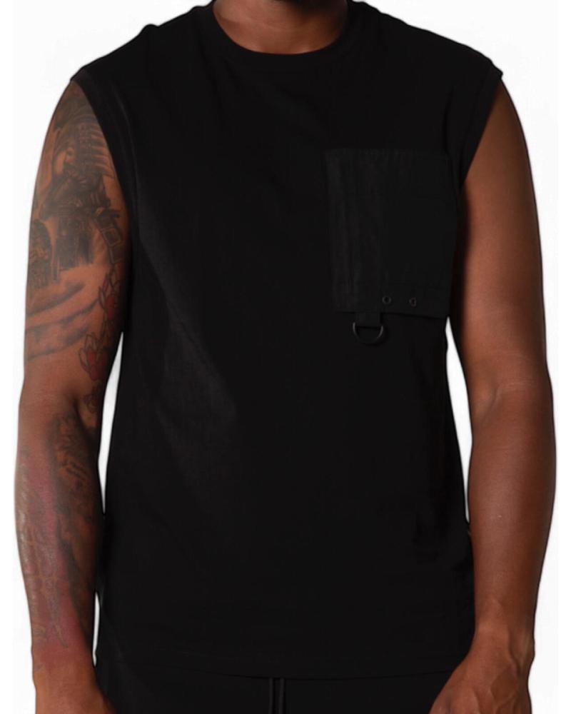 ANTONY MORATO CAMISETA SIN MANGAS NEGRA CON BOLSILLO DE CONTRASTE