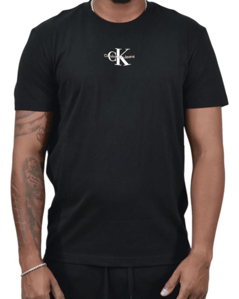 CALVIN KLEIN CAMISETA NEGRA DE ALGODÓN CON MONOGRAMA DISCRETO
