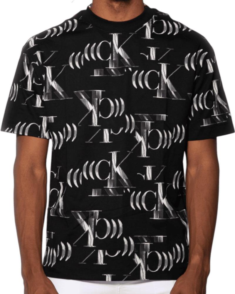CALVIN KLEIN CAMISETA RELAXED FIT CON ESTAMPADO DE LOGO ALL-OVER NEGRO