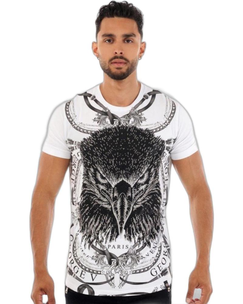 CAMISETA GEORGE V PARIS ÁGUILA CON PEDRERÍA BLANCA