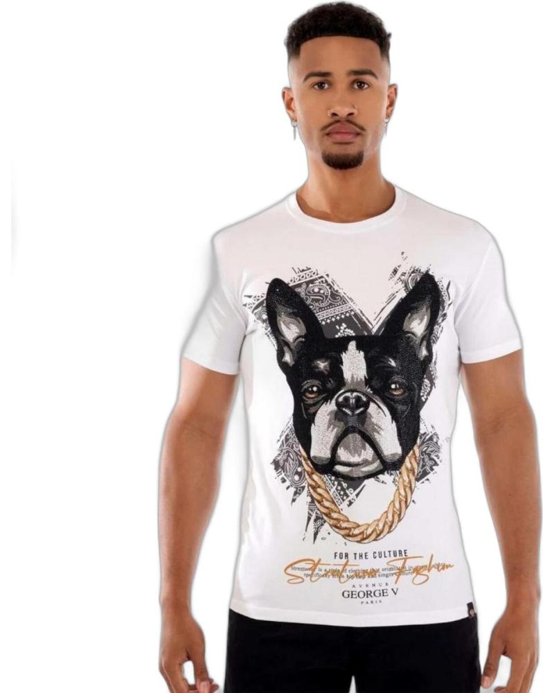 CAMISETA BLANCA GEORGE V PARIS CON ESTAMPADO BULLDOG CHAINZ