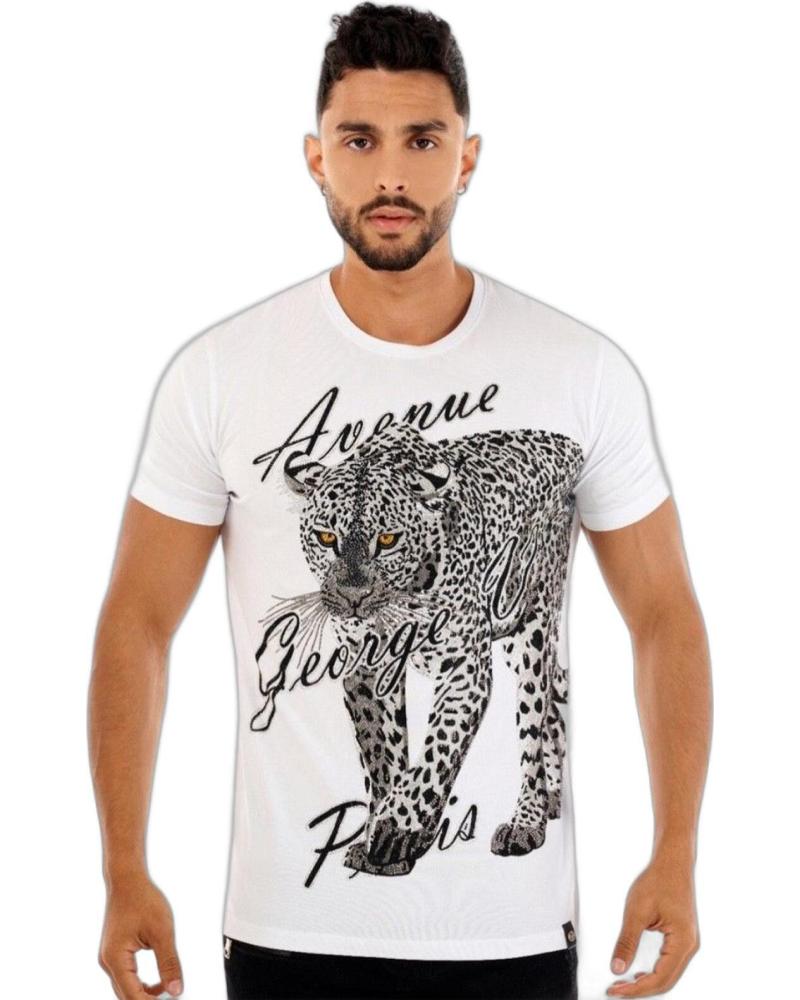 GEORGE V PARIS CAMISETA BLANCA CON ESTAMPADO LEOPARDO BRILLANTE