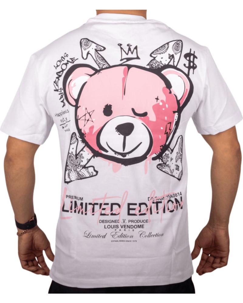 LOUIS VENDOME PARIS CAMISETA STREET LIMITED EDITION CON OSO ROSA - BLANCA