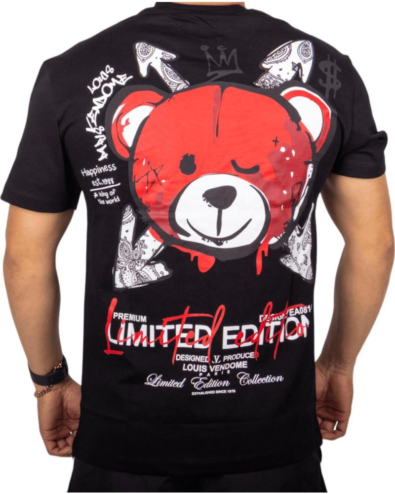LOUIS VENDOME PARIS CAMISETA STREET LIMITED EDITION CON OSO ROJO - NEGRA