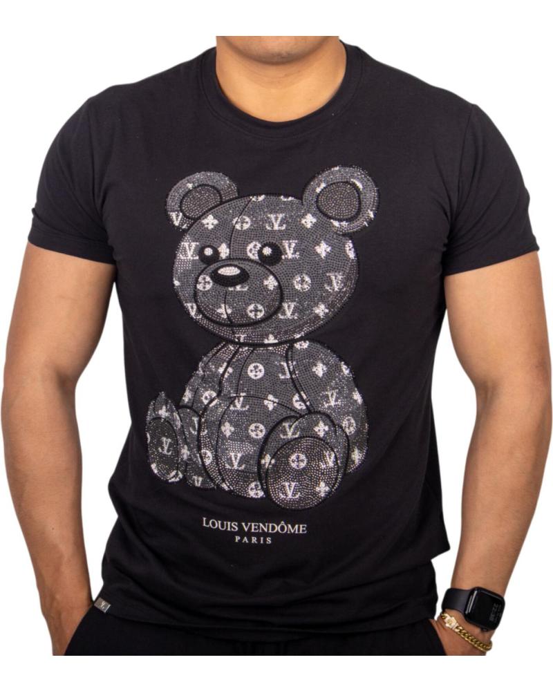 LOUIS VENDOME PARIS CAMISETA 'OSO STREET' CON PEDRERÍA NEGRA