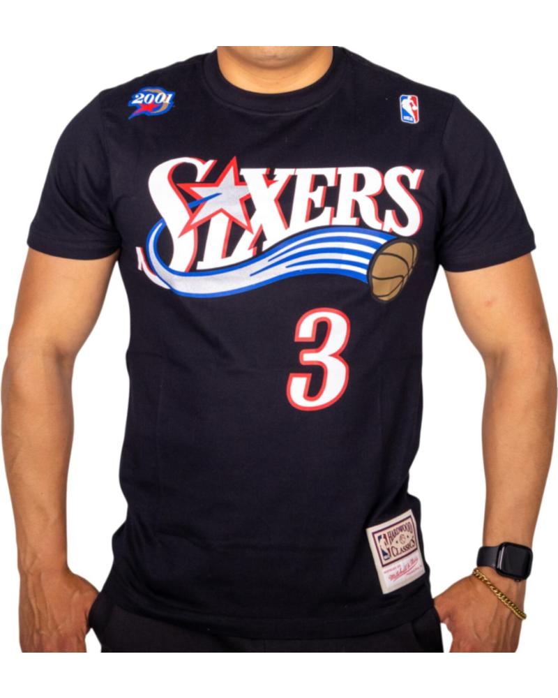 CAMISETA MITCHELL & NESS HOMBRES SIXERS #3 BALONCESTO MANGA CORTA NEGRA NEGRO
