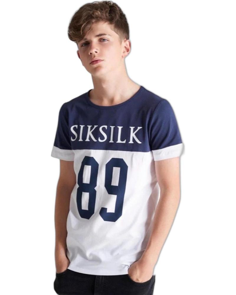 SIKSILK CAMISETA BICOLOR 89 AZUL MARINO Y BLANCO