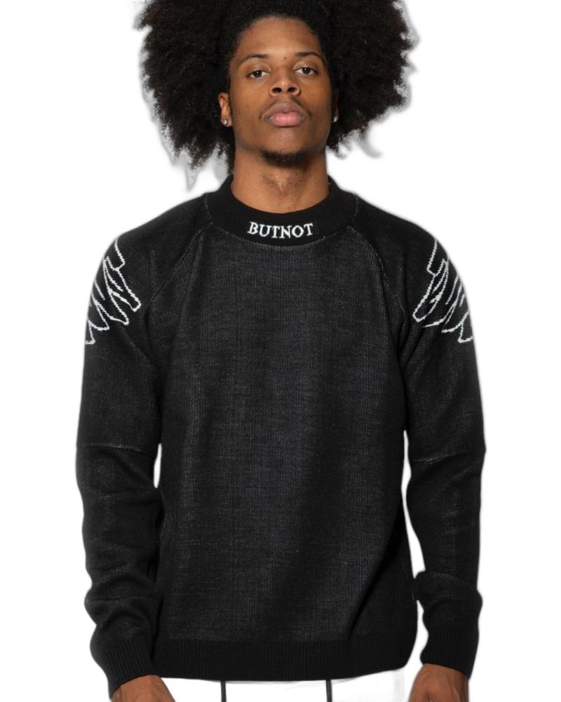 JERSEY BUTNOT NEGRO CON LOGO BLANCO Y DISEÑO ALAS EN CUELLO
