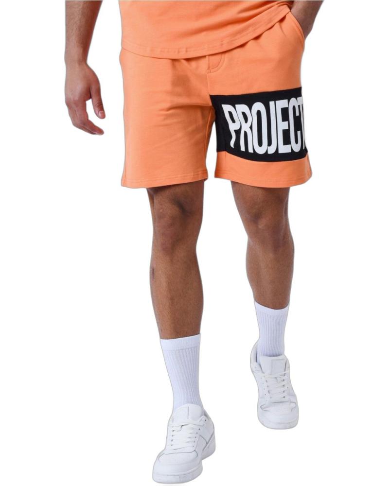 PANTALÓN CORTO DEPORTIVO PROJECT X PARIS LOGO FRONTAL NARANJA