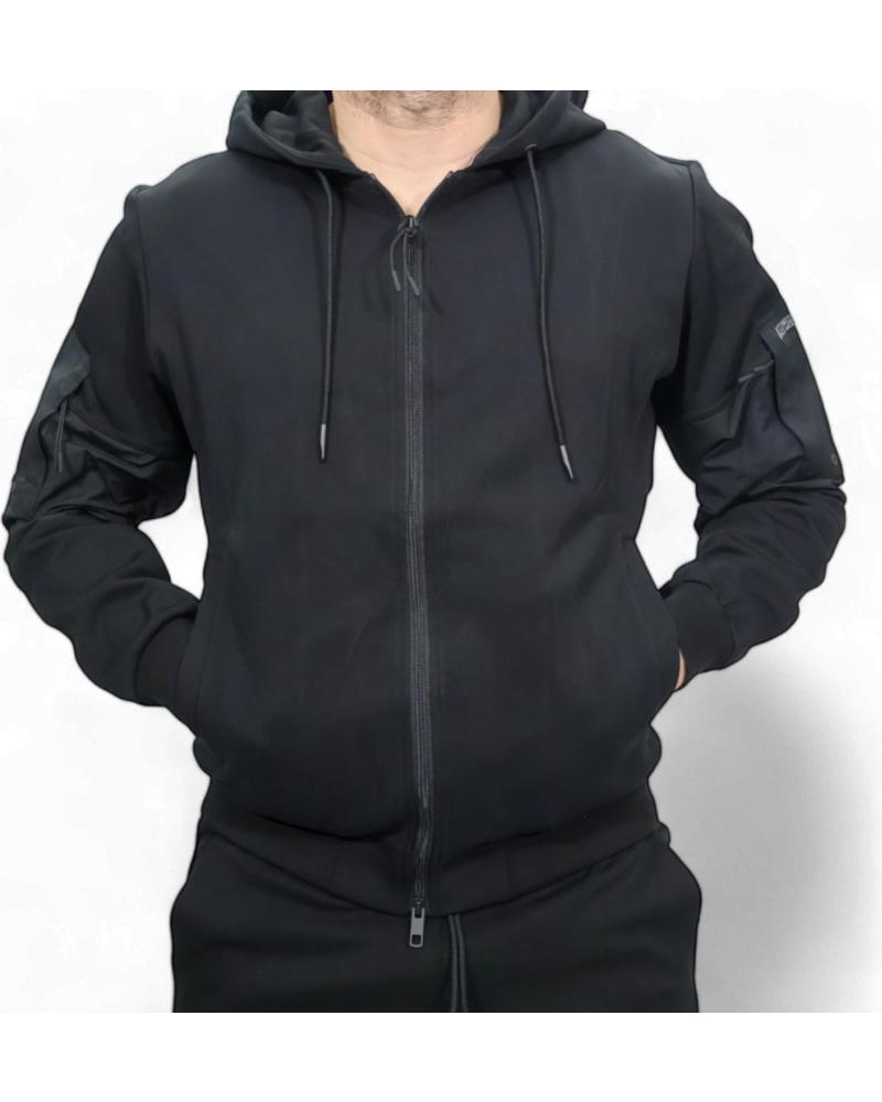 ANTONY MORATO SUDADERA NEGRA BIMATERIAL CON CODERAS