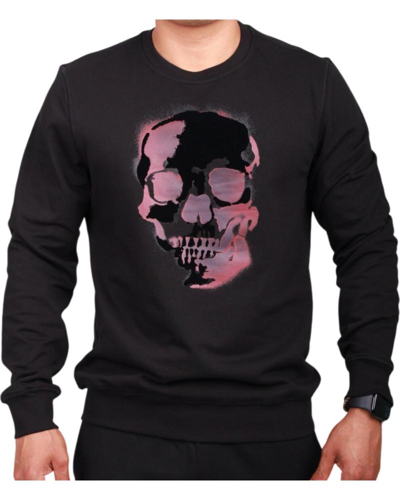 SUDADERA ANTONY MORATO HOMBRE ALGODÓN SOSTENIBLE ESTAMPADO CALAVERA NEGRA