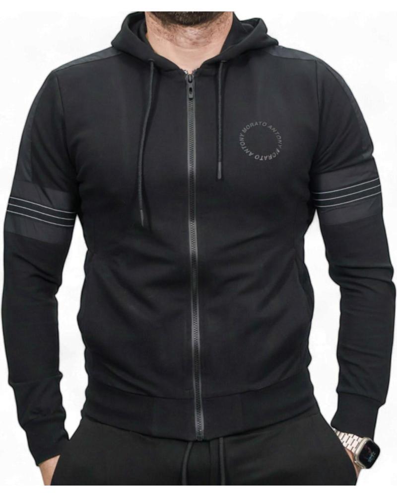 SUDADERA ANTONY MORATO SLIM FIT DE FELPA NEGRA CON CAPUCHA