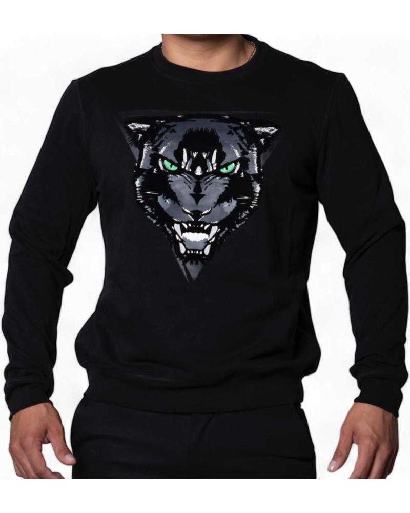 SUDADERA ANTONY MORATO SLIM FIT NEGRA CON DISEÑO DE PANTERA
