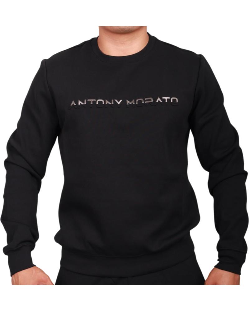 SUDADERA ANTONY MORATO SLIM FIT NEGRA CON LOGO DE ALGODÓN