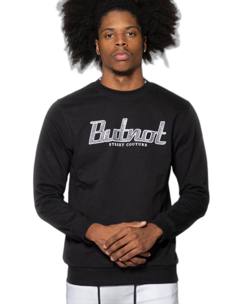 BUTNOT SUDADERA NEGRA CON LOGO DE LETRAS BRILLANTES