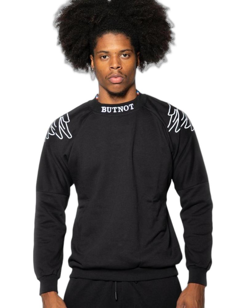 BUTNOT SUDADERA NEGRA CON LOGO ALAS EN CUELLO