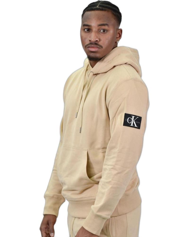 CALVIN KLEIN SUDADERA CON CAPUCHA BADGE BEIGE