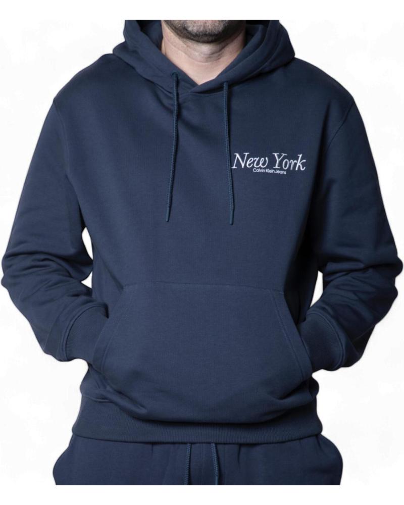 SUDADERA CON CAPUCHA CALVIN KLEIN LOGO 'NEW YORK' - AZUL MARINO