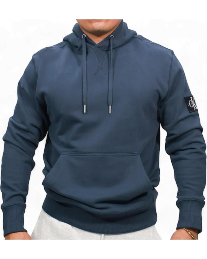 SUDADERA CALVIN KLEIN CON CAPUCHA Y PLACA EN BRAZO - AZUL MARINO