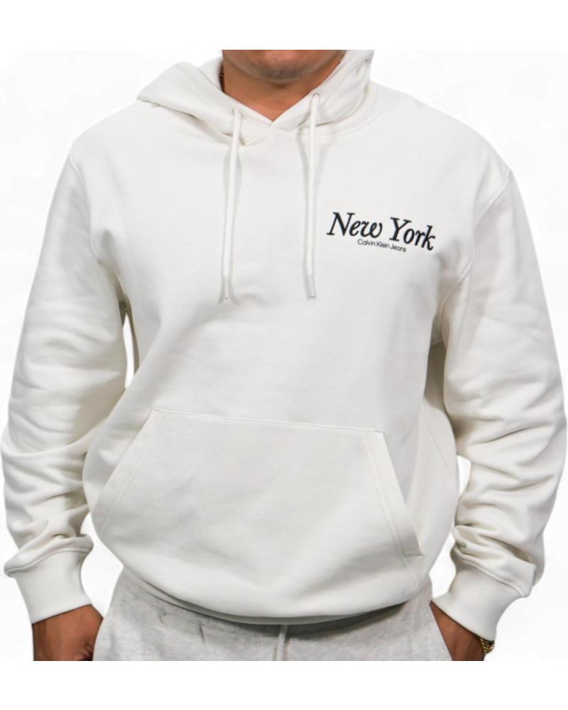 CALVIN KLEIN SUDADERA CON CAPUCHA BLANCO ROTO LOGO NEW YORK