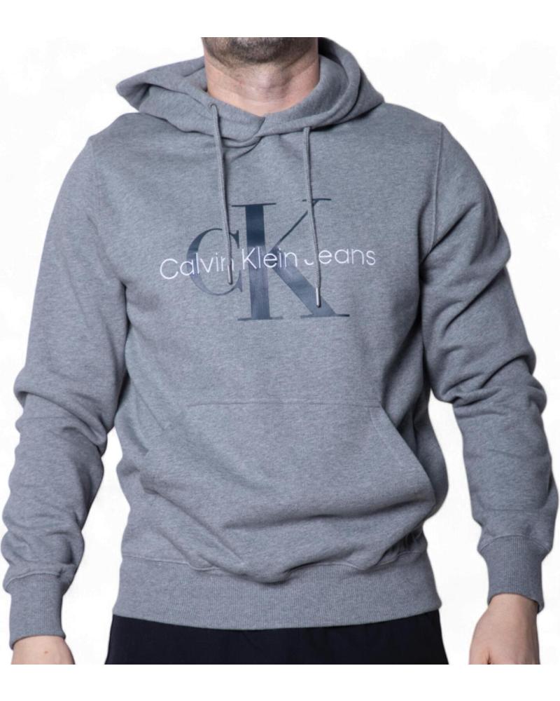 CALVIN KLEIN SUDADERA CON CAPUCHA GRIS MONOGRAMA