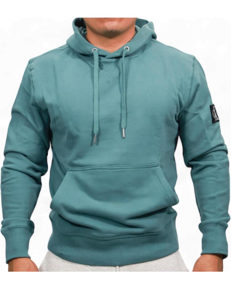 SUDADERA CON CAPUCHA CALVIN KLEIN VERDE CON PLACA EN BRAZO
