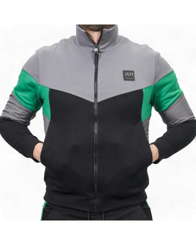SUDADERA CON CREMALLERA ANTONY MORATO NEGRO CON BANDAS REGULAR FIT
