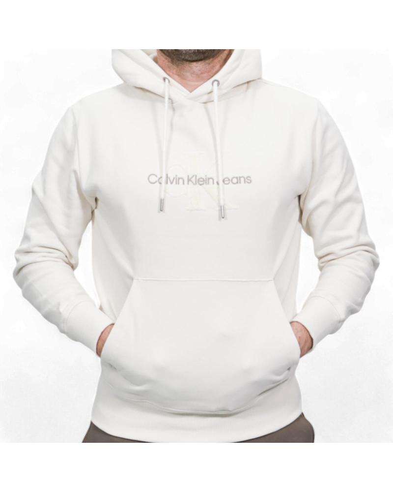 CALVIN KLEIN SUDADERA CON CAPUCHA DE CHENILLA BLANCO ROTO