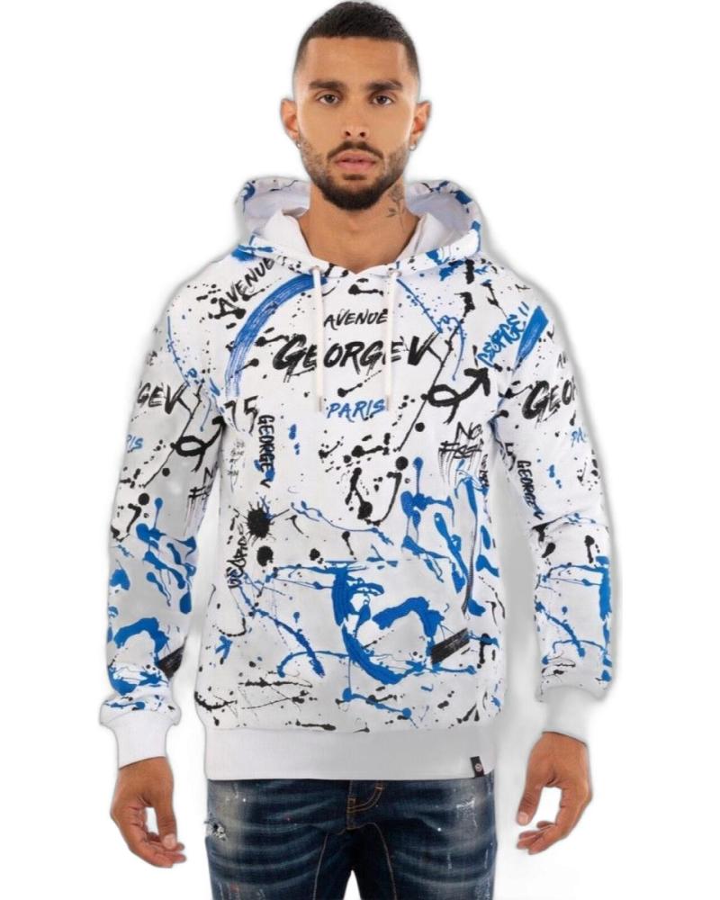 SUDADERA GEORGE V PARIS URBAN STREET CON ESTAMPADO BLANCO Y AZUL