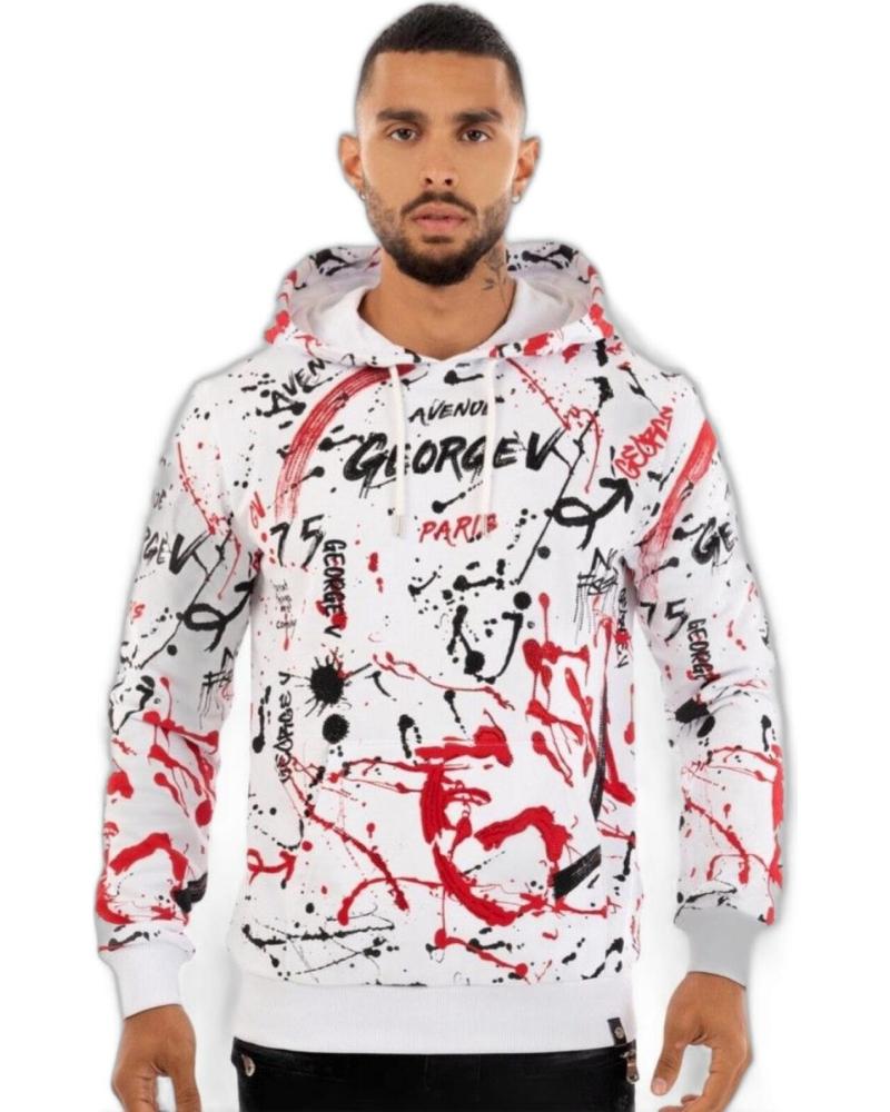 SUDADERA GEORGE V PARIS URBAN STREET CON ESTAMPADO BLANCO Y ROJO