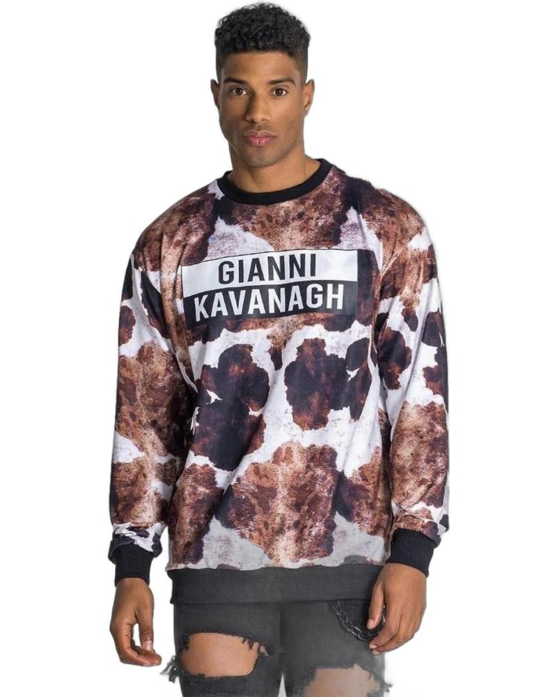 SUDADERA GIANNI KAVANAGH ESTAMPADO ABSTRACTO MARRÓN Y NEGRO