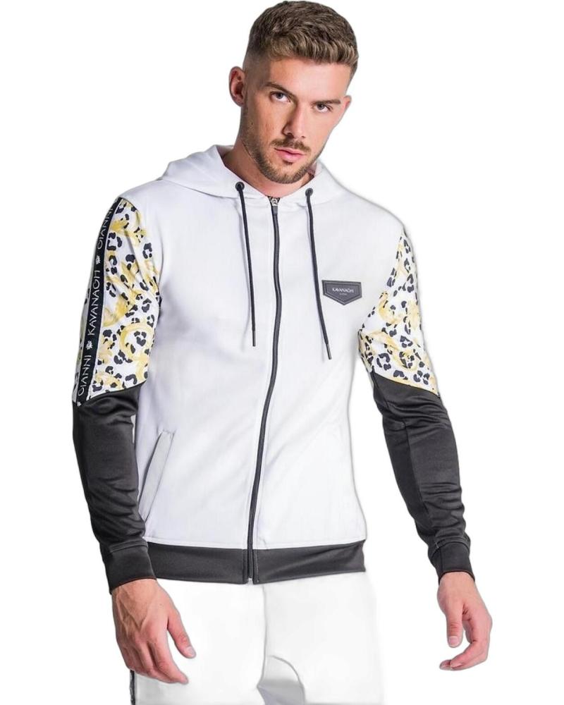 SUDADERA BLANCA GIANNI KAVANAGH CON ESTAMPADO LEOPARDO Y DETALLE BARRO