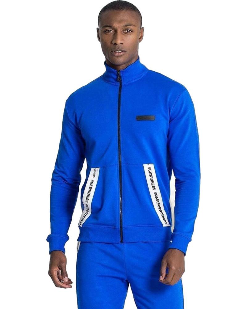 SUDADERA CON CREMALLERA GIANNI KAVANAGH TEXT ME AZUL CON BANDAS LATERALES
