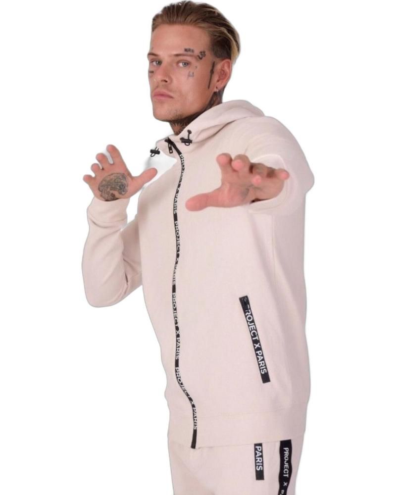 SUDADERA CON CREMALLERA PROJECT X PARIS CON LOGO BEIGE